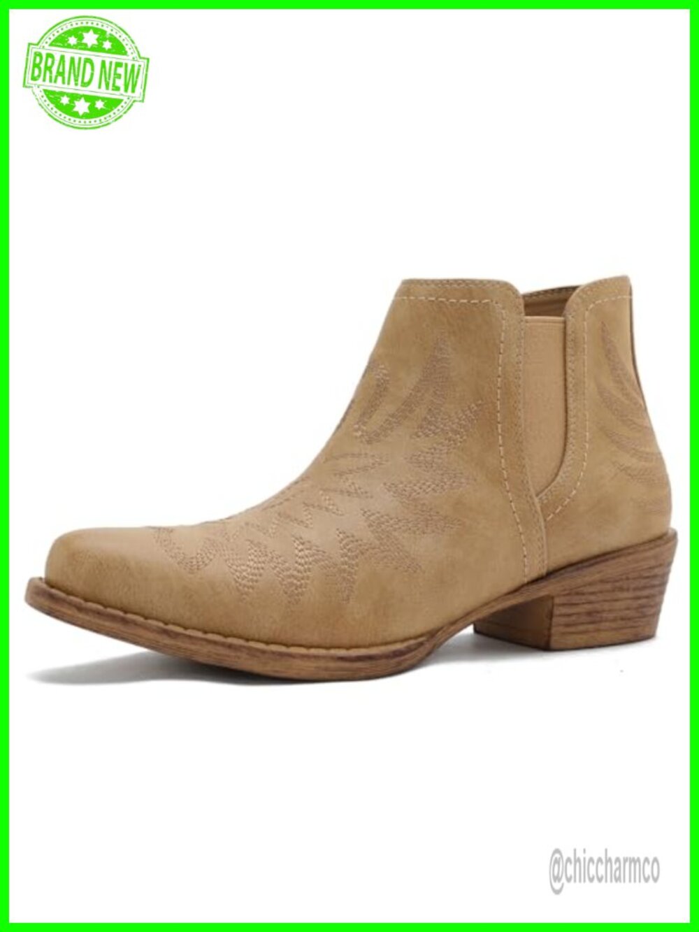 Womens Faux Leather Chisel Toe Ankle Booties Pull On Chelsea Western Boots